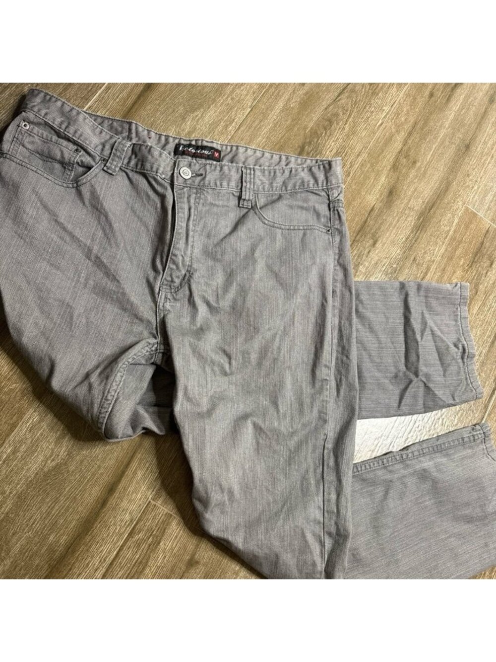 Victorious Mens Grey Jeans 42x32 Straight Leg Denim Pants Casual